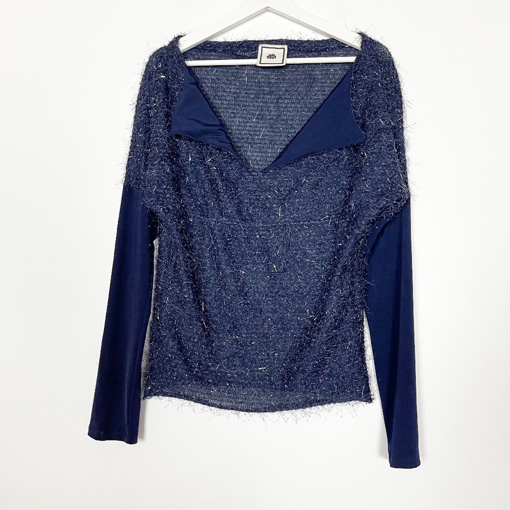 Yashi Women's Sweater Blue Silver NO size label , please look at measurements